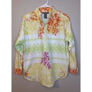 Sharon Young‎ Floral Long Sleeve Popover Blouse
